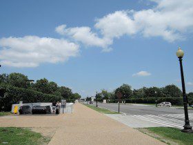 Wide road of Arlington Cemetery Metro station