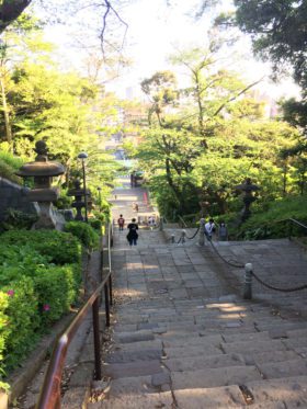 long and steep steps at Ikegami