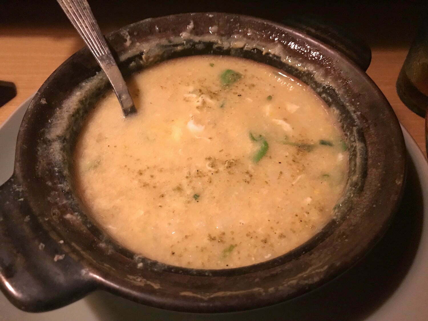 Porridge of rice with seafood flavor