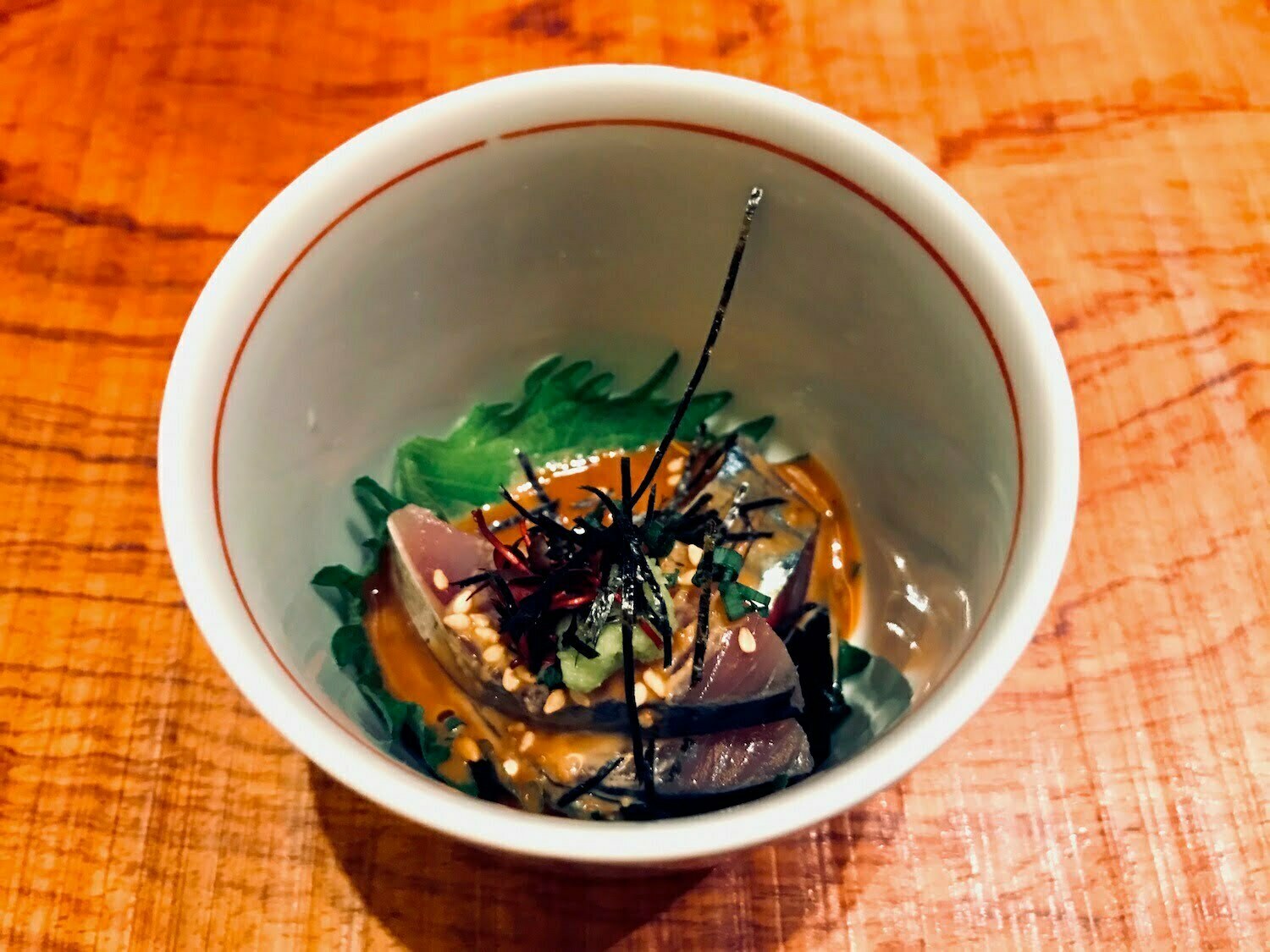 blue mackerel with sesame sauce
